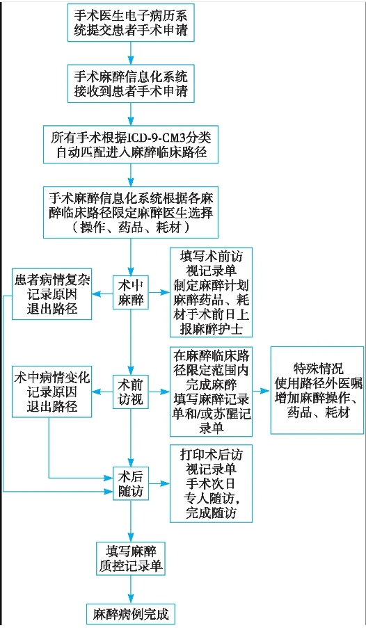 圖1 麻醉臨床路徑執(zhí)行流程